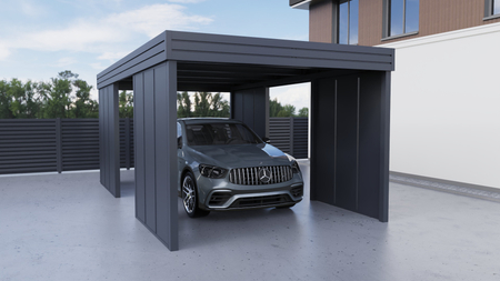 Carport für ein Auto – 4× modulare Seitenwand, vertikal