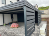Doppelcarport + Abstellraum auf der Rückseite PIR - 4x Modern+ Wand