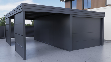 Wiata z Garażem PIR - 2x ścianka modułowa
