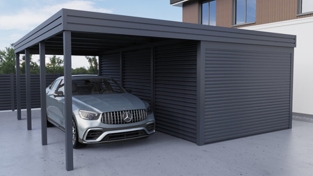 Carport mit Garage aus Wellblech - ohne Seitenwände