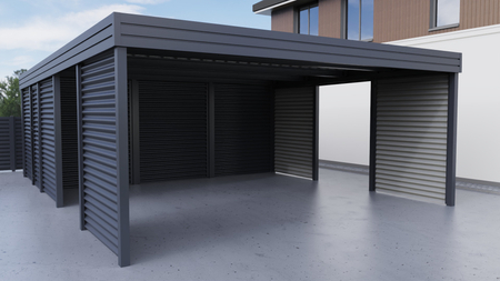 Doppelcarport + Abstellraum auf der Rückseite - Wellblech - 4x Wellblech Wand