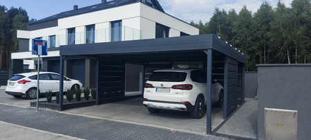 Wiata garażowa na dwa auta - 4x ścianka modern+