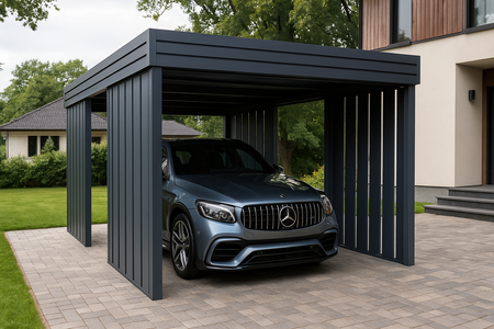 Wiata garażowa na jedno auto - 4x ścianka Modern+ Pion