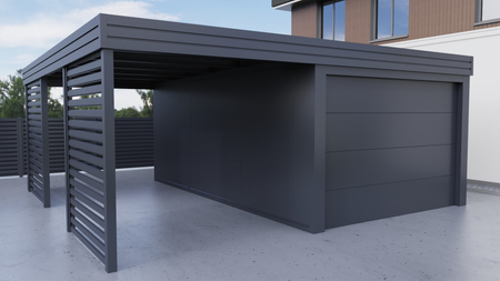 Carport mit PIR-Garage - 2x Palisade Wand