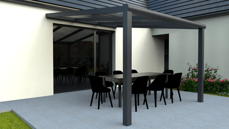 Stříška terasy o rozměrech 3x4,5 m