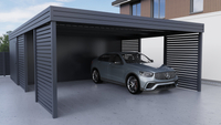Dvojitý přístřešek pro auto + technická místnost v zadní části PIR - 4x palisádová stěna plus