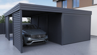 Carport mit Garage aus Wellblech - 2x Jalousie Premium Wand
