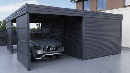 Wiata z Garażem FALA - 2x ścianka modułowa