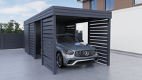 Einzelcarport + Abstellraum auf der Rückseite - PIR - 4x Horizontal Wand