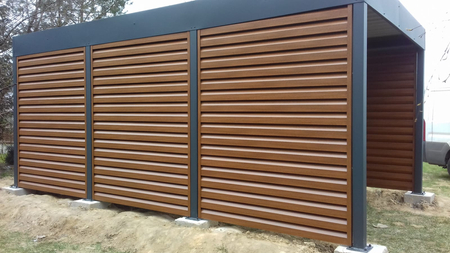 Přístřešek pro jedno auto - 4x prémiová žaluziová stěna