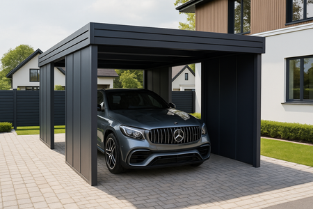 Carport für ein Auto – 4× modulare Seitenwand, vertikal