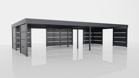  Reihen-Carport - 8x Modularwand