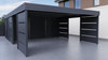 Doppelcarport + Abstellraum auf der Rückseite - Wellblech - 4x Modularwand
