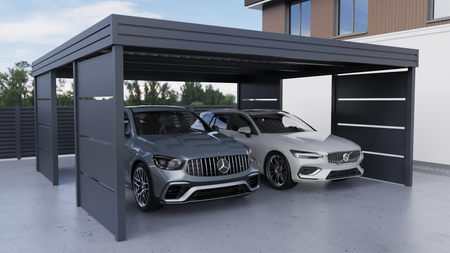 Wiata garażowa na dwa auta - 4x ścianka modułowa