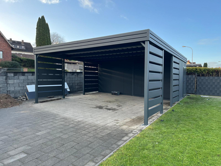 Doppelcarport + Abstellraum auf der Rückseite PIR - 4x Modern+ Wand
