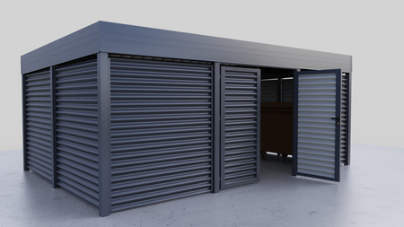 Mülltonnenunterstand 6×4 m – Wellenwand