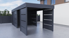 Einzelcarport + Abstellraum auf der Rückseite - Wellblech - 4x Modularwand