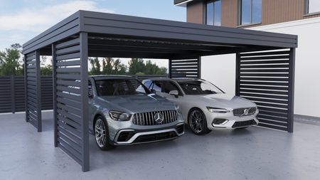 Přístřešek pro dvě auta - 4x palisádová stěna