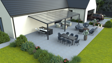 Zadaszenie tarasowe o wymiarach 9x3 m