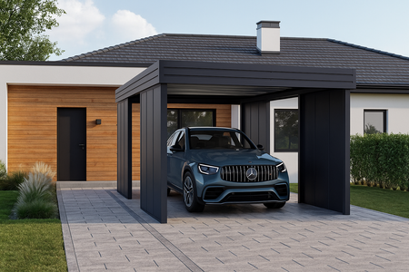 Wiata garażowa na jedno auto - 4x ścianka Modułowa Pion