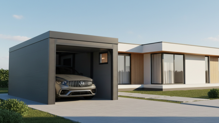 Zateplená garáž pro jedno auto – Moderní Antracit