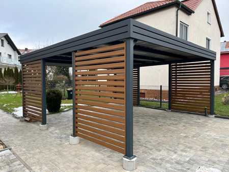 Přístřešek pro dvě auta - 4x palisádová stěna