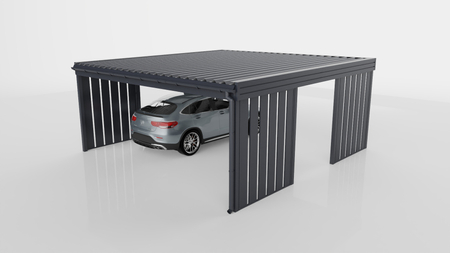 Carport für zwei Autos – 4× Wand Modern+ Goldene Eiche Senkrecht