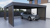 Přístřešek pro dvě auta – 4× stěna Palisáda Tmavý dub svislá