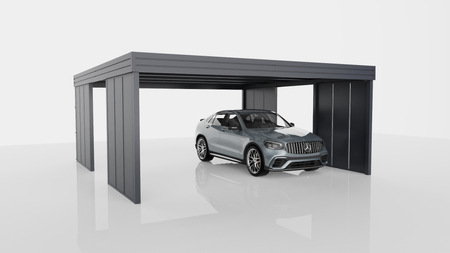 Carport für zwei Autos – 4× modulare senkrechte Wand