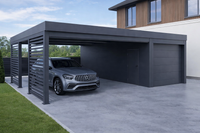 Carport mit gedämmter Garage und Tor