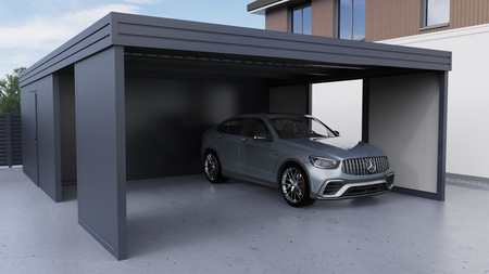 Doppelcarport + Abstellraum auf der Rückseite PIR - 4x PIR Wand