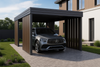 Carport für ein Auto – 4× Seitenwand Modern+, Farbton „Dunkle Eiche“, vertikal