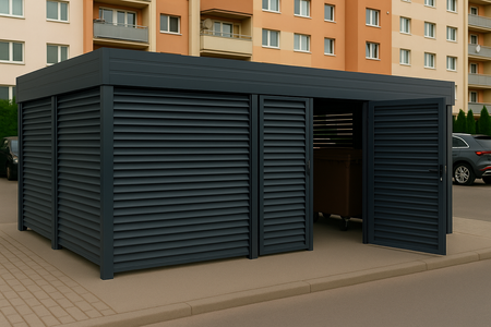 Wiata śmietnikowa 6x4 m - ścianka Żaluzja