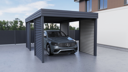 Carport für ein Auto - 4x Wellblech Wand