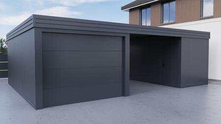 Carport mit Abstellraum und integrierter Garage - PIR Platte