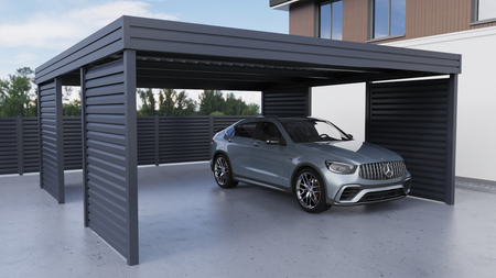 Přístřešek pro dvě auta - 4x prémiová slepá stěna