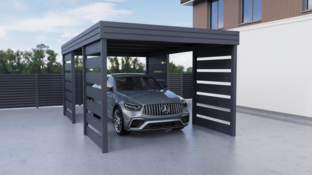 Wiata garażowa na jedno auto - 4x ścianka modern+