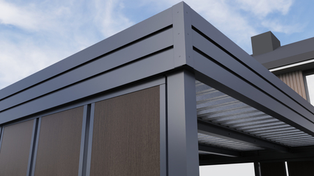 Carport für zwei Autos – 4× modulare senkrechte Wand Dunkle Eiche