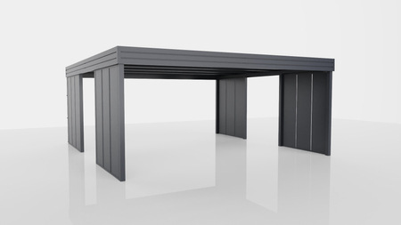 Carport für zwei Autos – 4× modulare senkrechte Wand