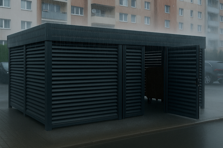 Wiata śmietnikowa 6x4 m - ścianka Żaluzja