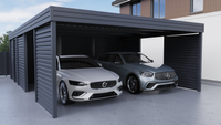 Doppelcarport + Abstellraum auf der Rückseite - Wellblech - 4x Jalousie Premium Wand