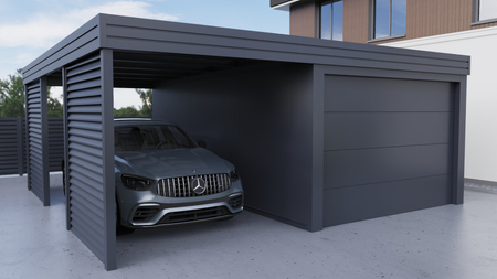 Wiata z Garażem PIR - 2x ścianka żaluzja