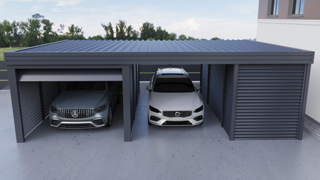 Přístřešek pro auto s technickou místností a integrovanou garáží - výstavba FALA