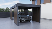 Carport für ein Auto – 4× modulare Seitenwand, Farbton „Dunkle Eiche“, vertikal