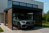 Carport für ein Auto – 4× Seitenwand Modern+, Farbton Goldene Eiche, vertikal