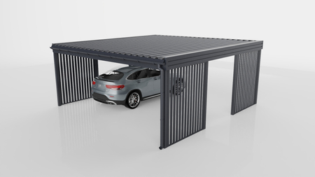 Carport für zwei Autos – 4× Wand Horizontal Goldene Eiche Senkrecht