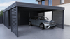 Doppelcarport + Abstellraum auf der Rückseite - Wellblech- 4x Palisade Wand