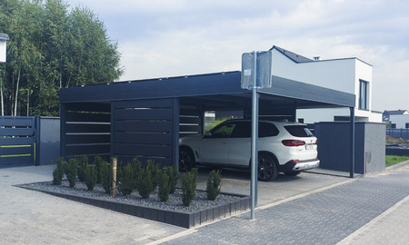 Wiata garażowa na dwa auta - 4x ścianka modern+