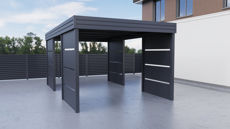 Wiata garażowa na jedno auto - 4x ścianka modułowa