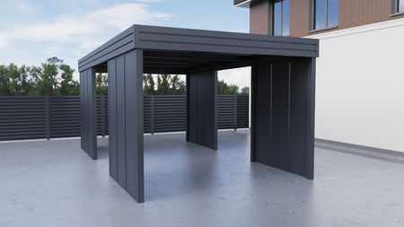Carport für ein Auto – 4× modulare Seitenwand, vertikal